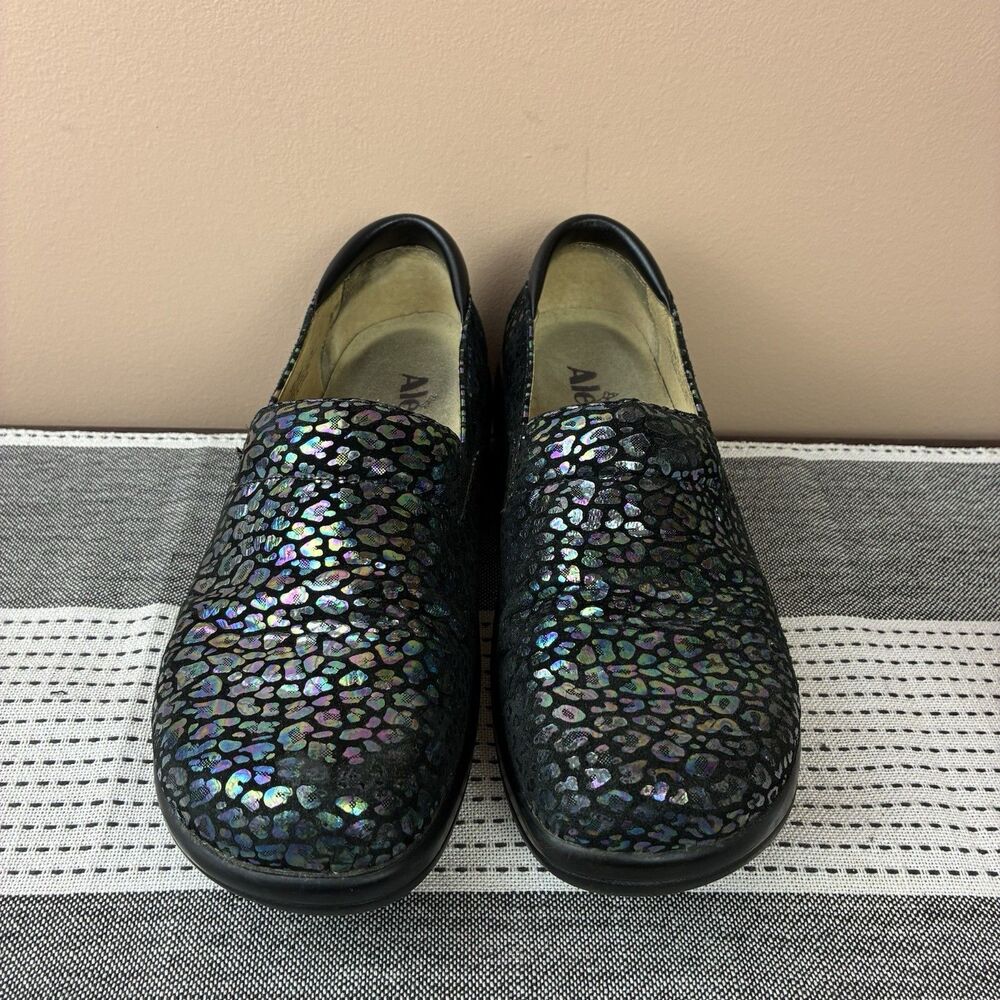 Alegria Womens Comfort Shoes Size 38 US 8.5 Kel Black Purple Blue Shimmery - Picture 3 of 8